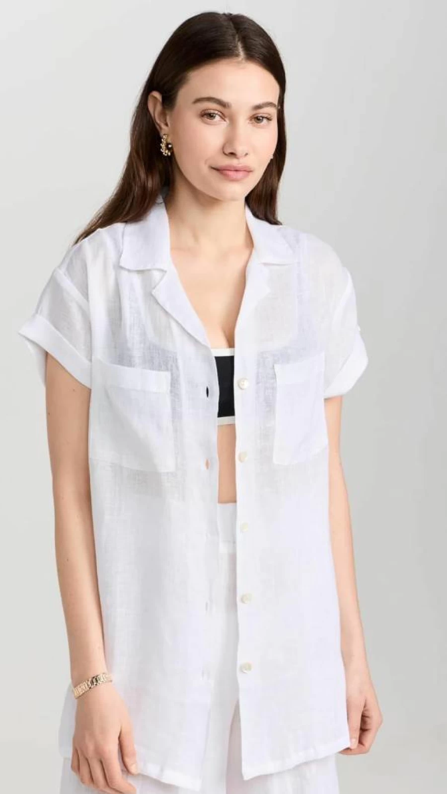 Vitamin A Women's Playa Pocket Blouse - Stylish Casual Beach Shirt