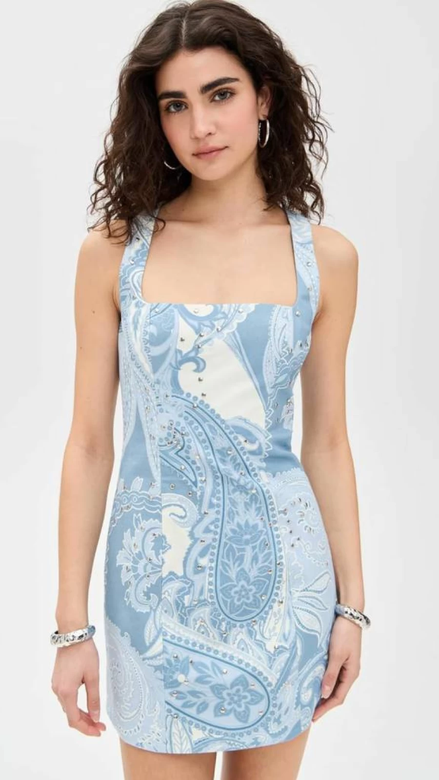 Hemant and Nandita Women's Square Neck Mini Dress - Elegant Summer Casual Outfit