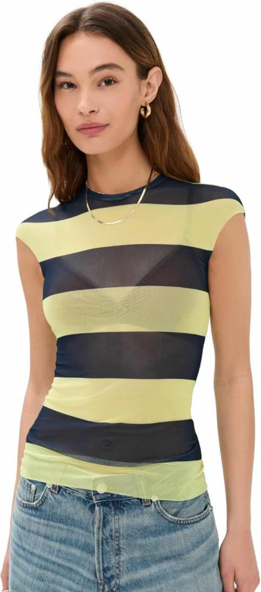 AFRM Women's Nina Mesh Crew Neck T-Shirt - Breathable Casual Top