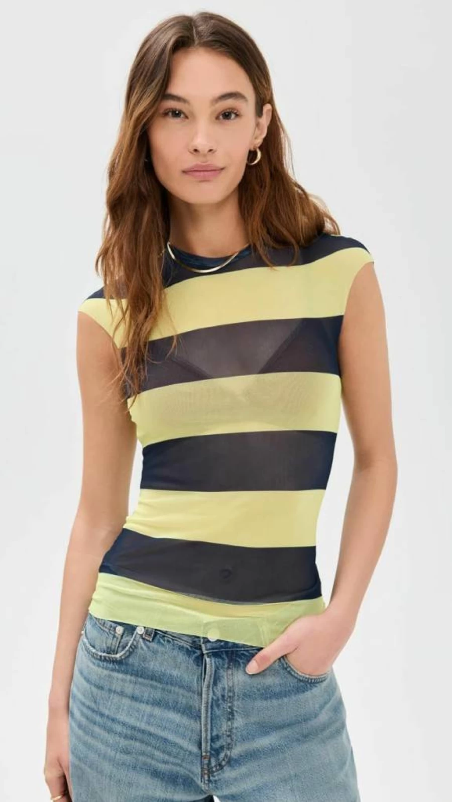 AFRM Women's Nina Mesh Crew Neck T-Shirt - Breathable Casual Top