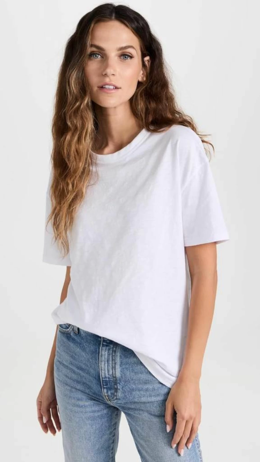 Rag & Bone Women's Slub Knit Mini Boyfriend T-Shirt | Casual Relaxed Fit Tee