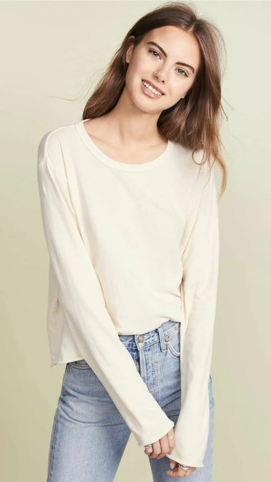 THE GREAT Women's Long Sleeve Crop Top Tee