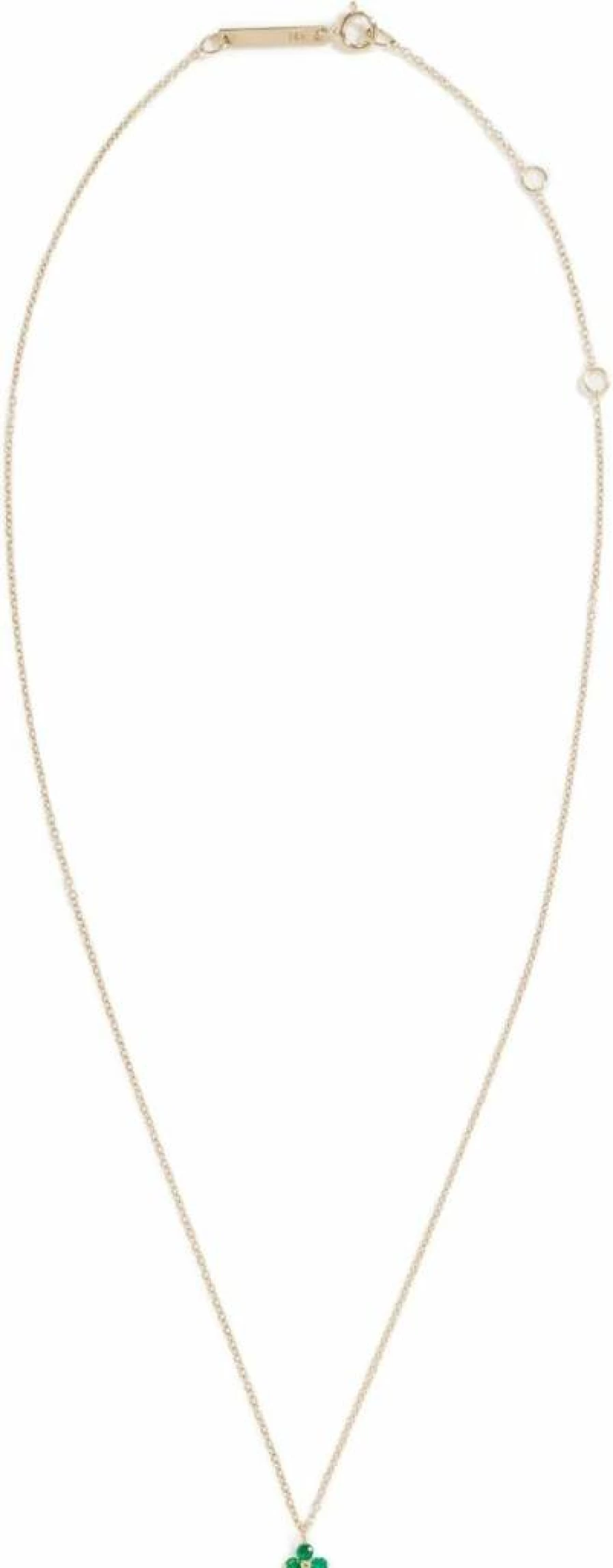 ZOE CHICCO 14K Gold Emerald Pendant Necklace for Women - Elegant Prong Set Quad Gemstone Jewelry