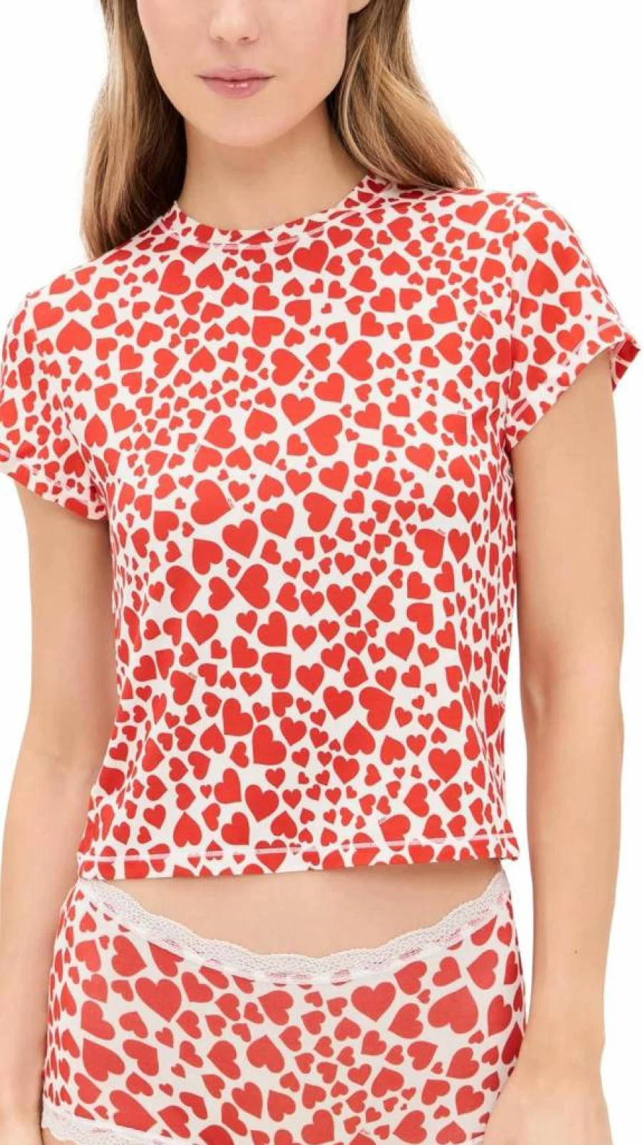 Stripe & Stare Women's Heart Print T-Shirt by Rixo | Stylish Graphic Tee