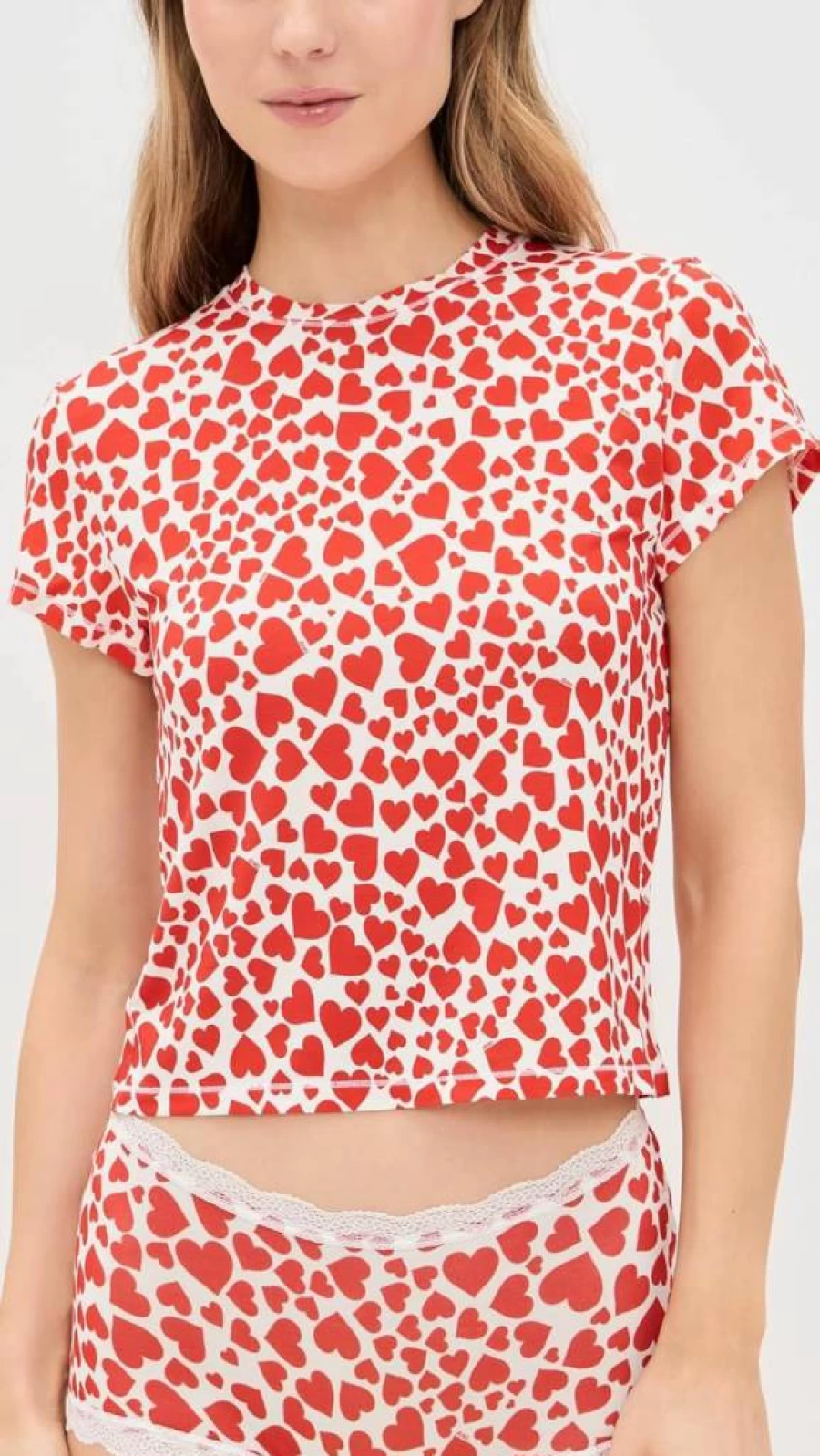 Stripe & Stare Women's Heart Print T-Shirt by Rixo | Stylish Graphic Tee
