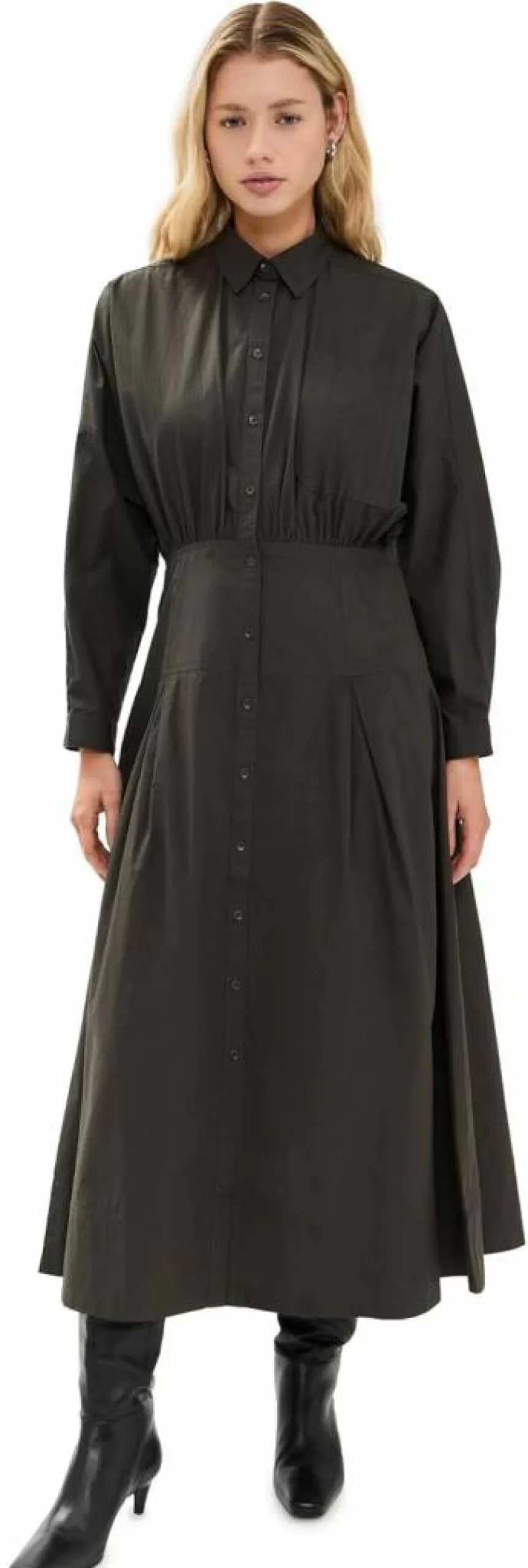 Apiece Apart Women's Pietra Maxi Shirt Dress - Elegant Long Sleeve Casual Summer Dress