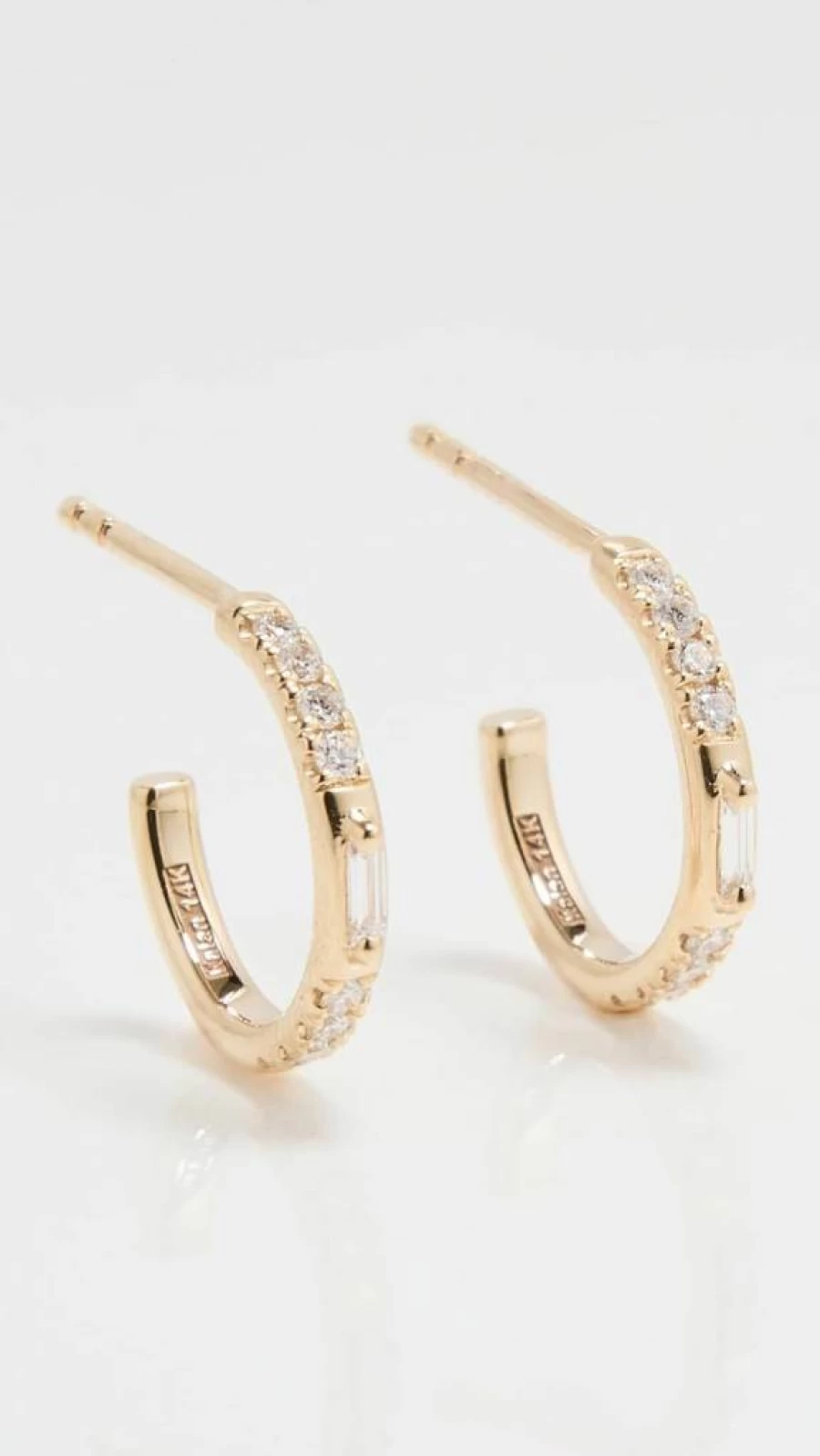 Kalan by Suzanne Kalan Women's Diamond Baguette Hoop Earrings Mixed Gemstone Gold Jewelry
