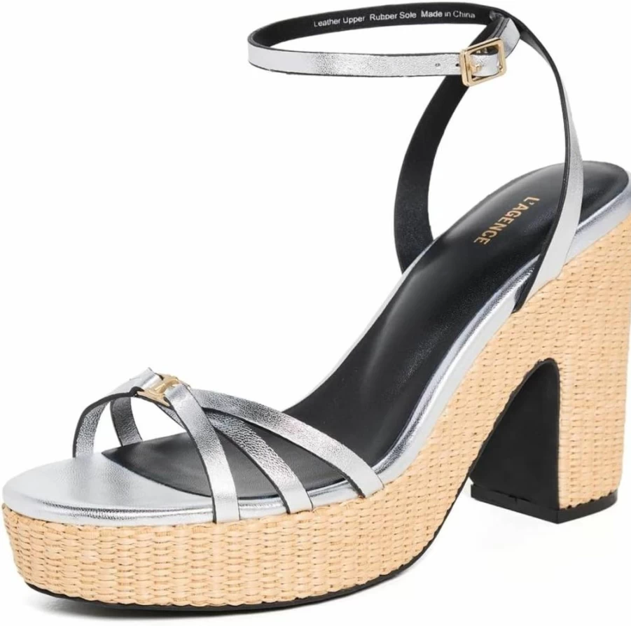 L'AGENCE Women's Genevra Platform Sandals | Stylish High Heel Summer Footwear