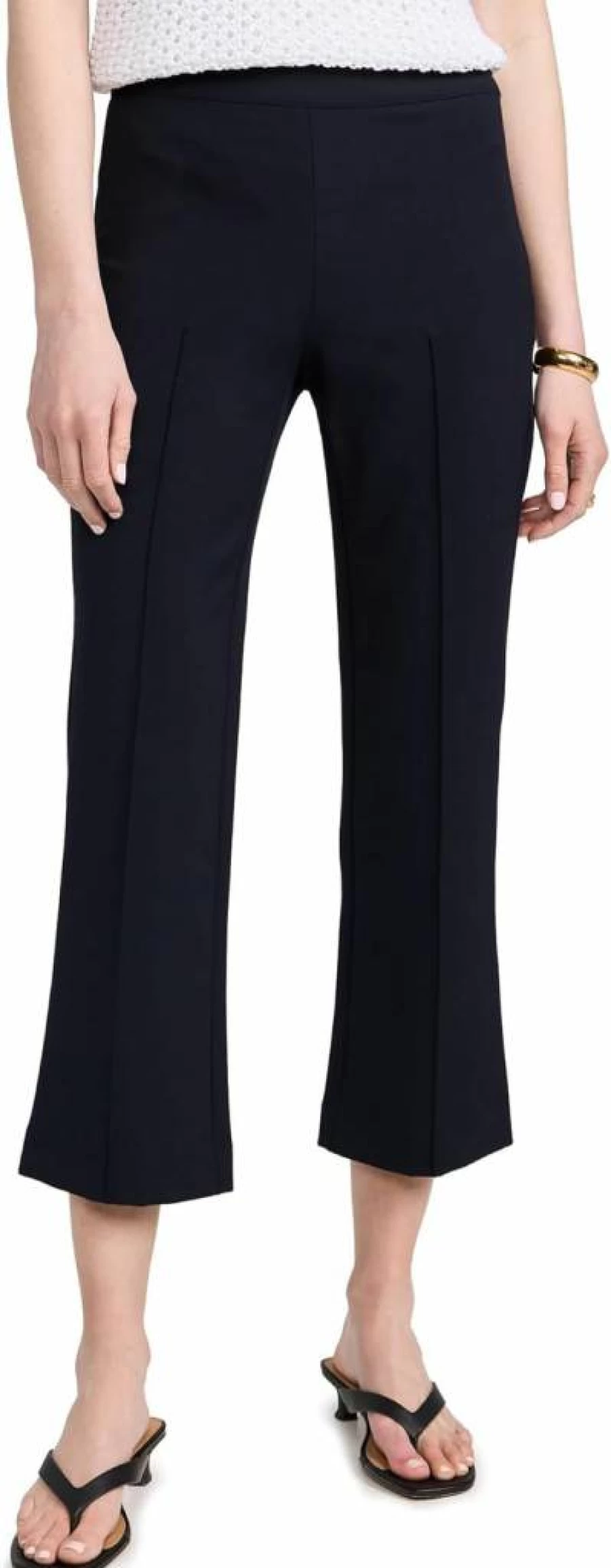 Vince Women's Crop Flare Pants with Pintuck Detail - Mid Rise Comfort Fit