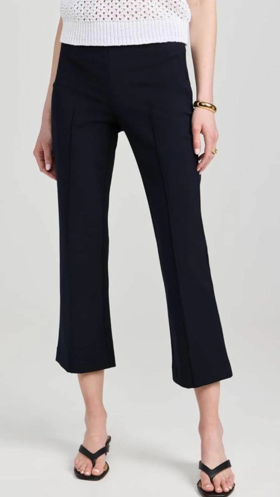 Vince Women's Crop Flare Pants with Pintuck Detail - Mid Rise Comfort Fit
