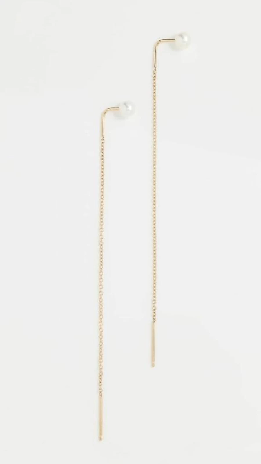ZOE CHICCO 14K Gold White Freshwater Pearl Threader Earrings for Women