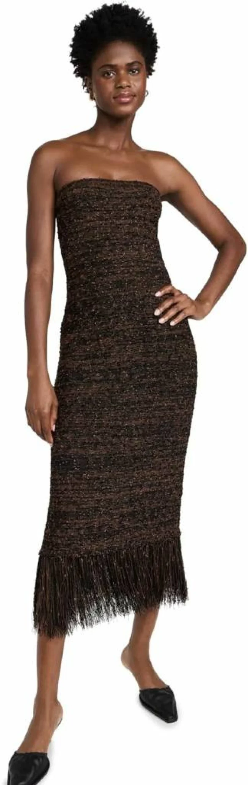FRAME Women's Boucle Fringe Dress - Elegant Knit Dress with Fringe Detail
