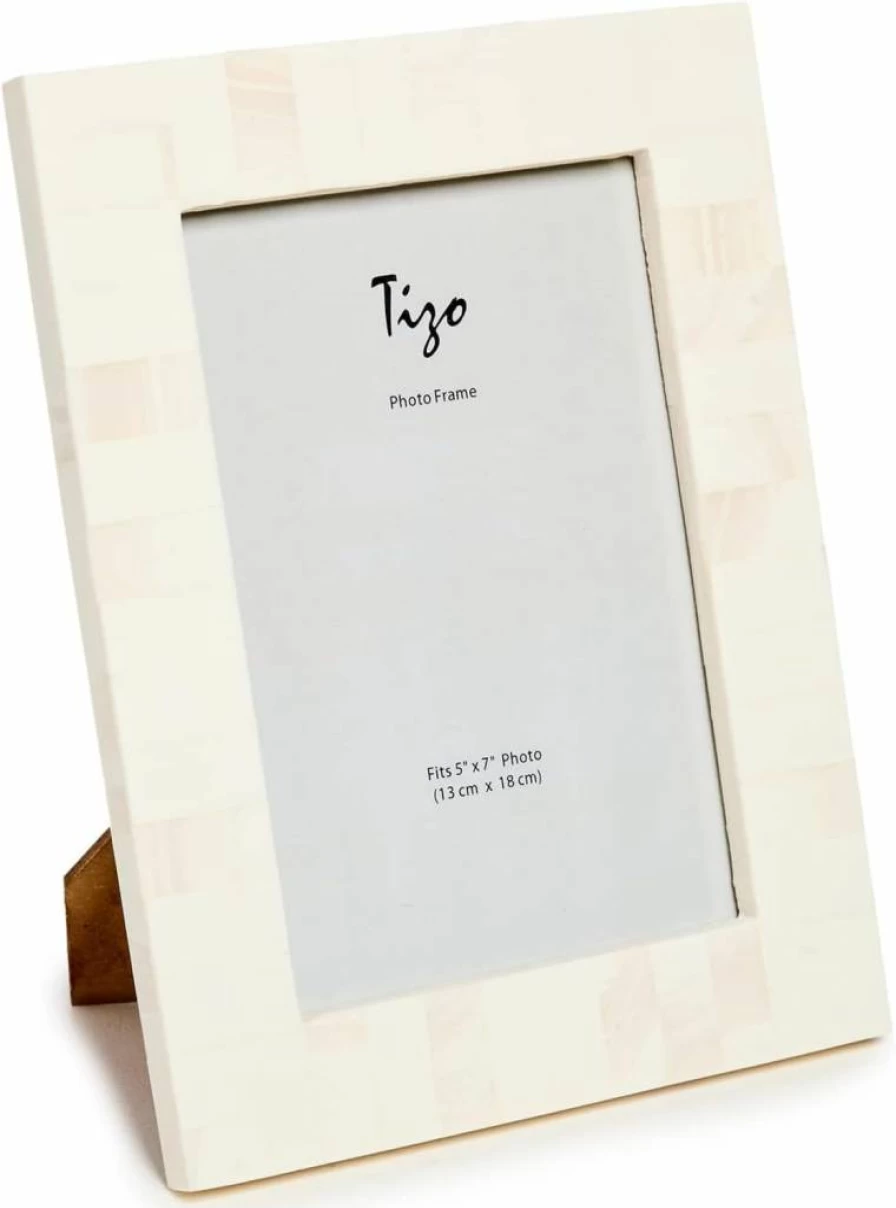 Tizo Design Women's White Resin Photo Frame - 5x7 Inch Elegant Block Display for Home Decor