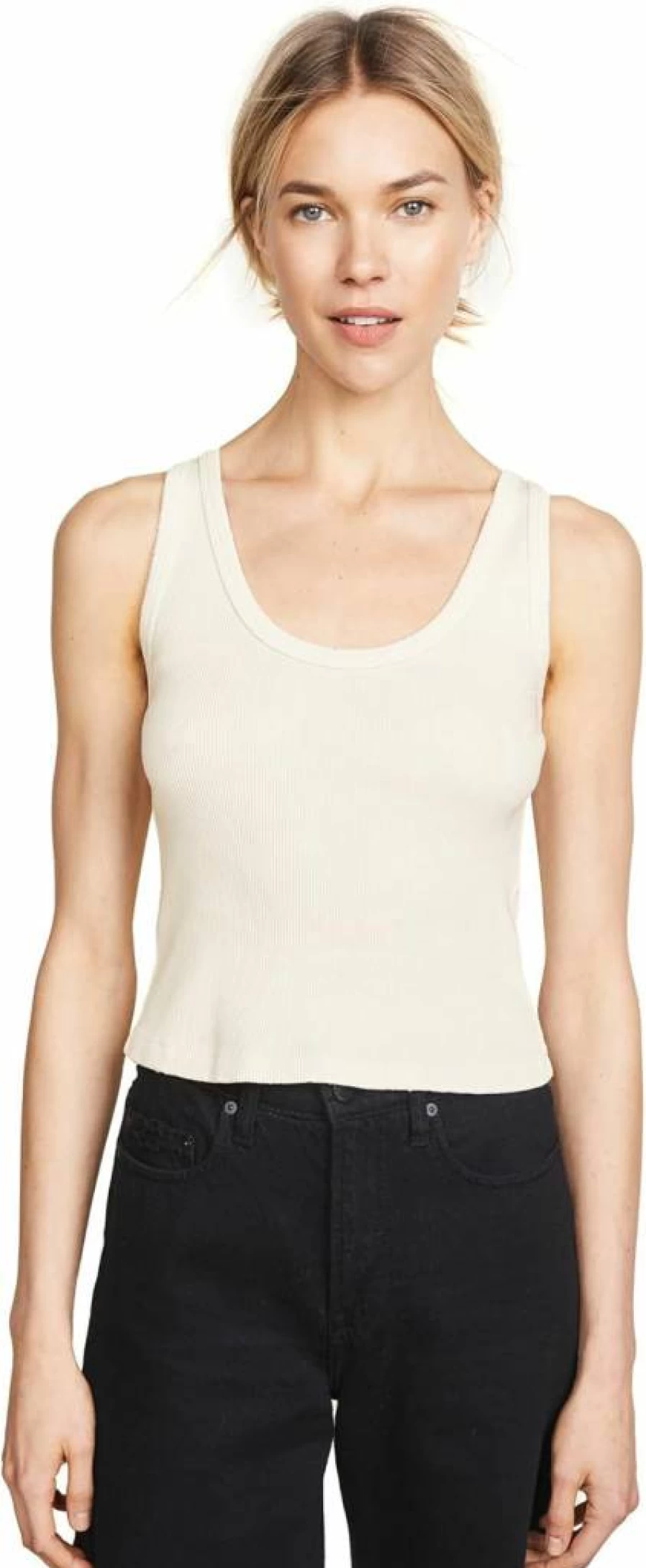 AMO Women's Ribbed Crop Top Tank - Slim Fit Stretchable Casual Summer Wear