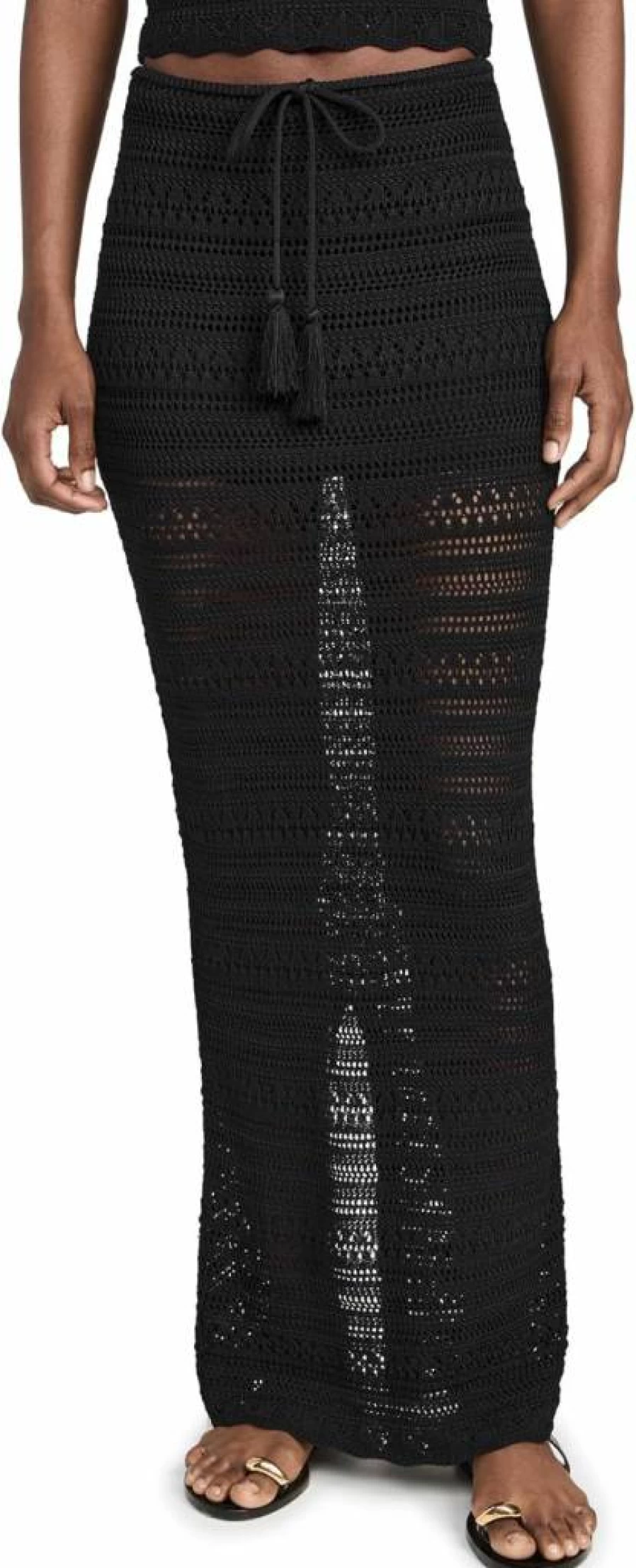 PQ Swim Women's Crochet Beach Cover-Up Long Skirt - Boho Chic Swimwear Skirt