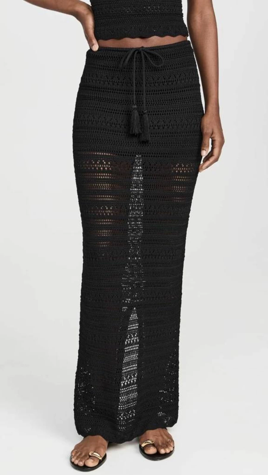 PQ Swim Women's Crochet Beach Cover-Up Long Skirt - Boho Chic Swimwear Skirt