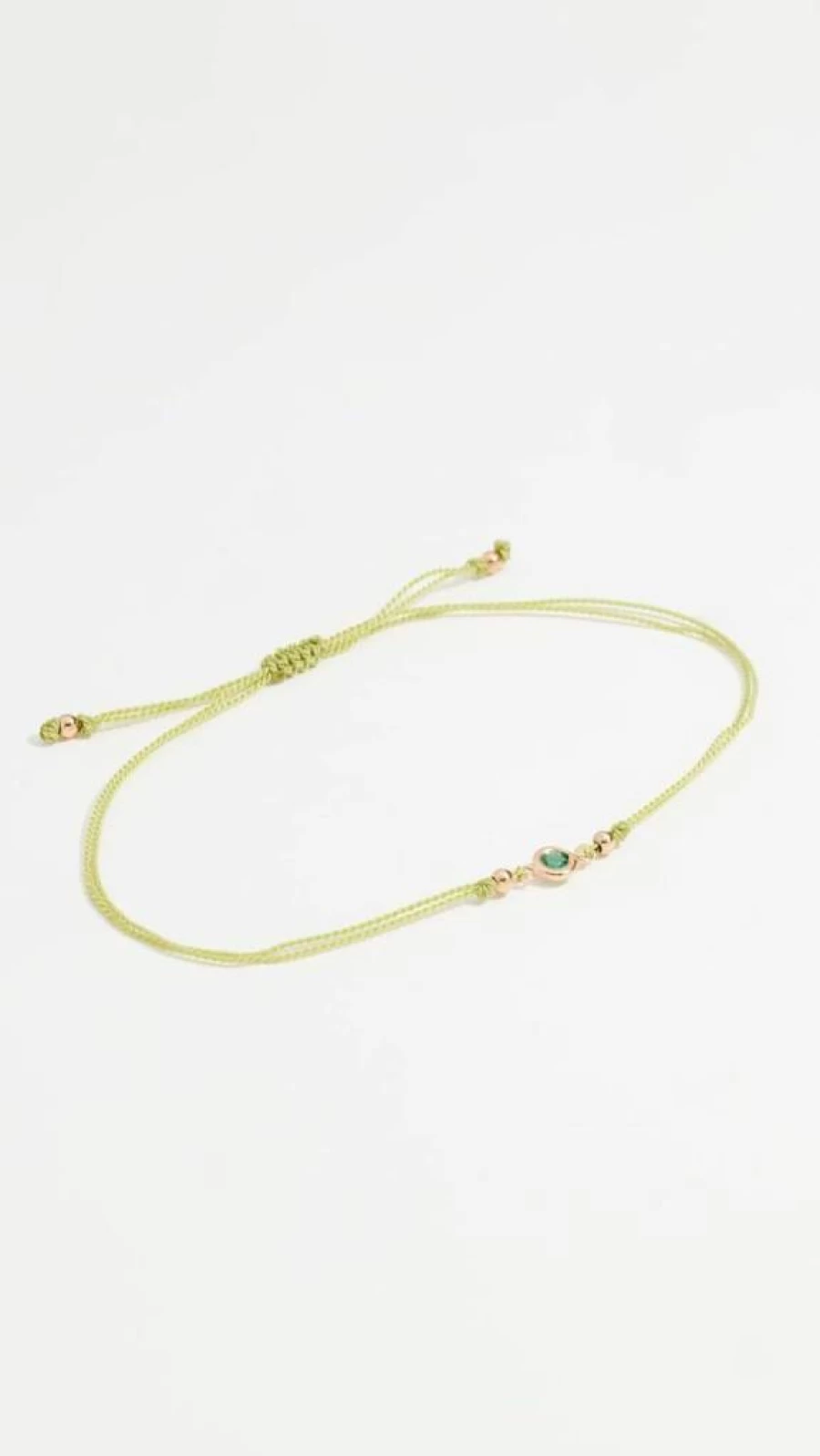 ZOE CHICCO 14K Gold Emerald Green Cord Bracelet for Women - Floating Gemstone Dainty Jewelry