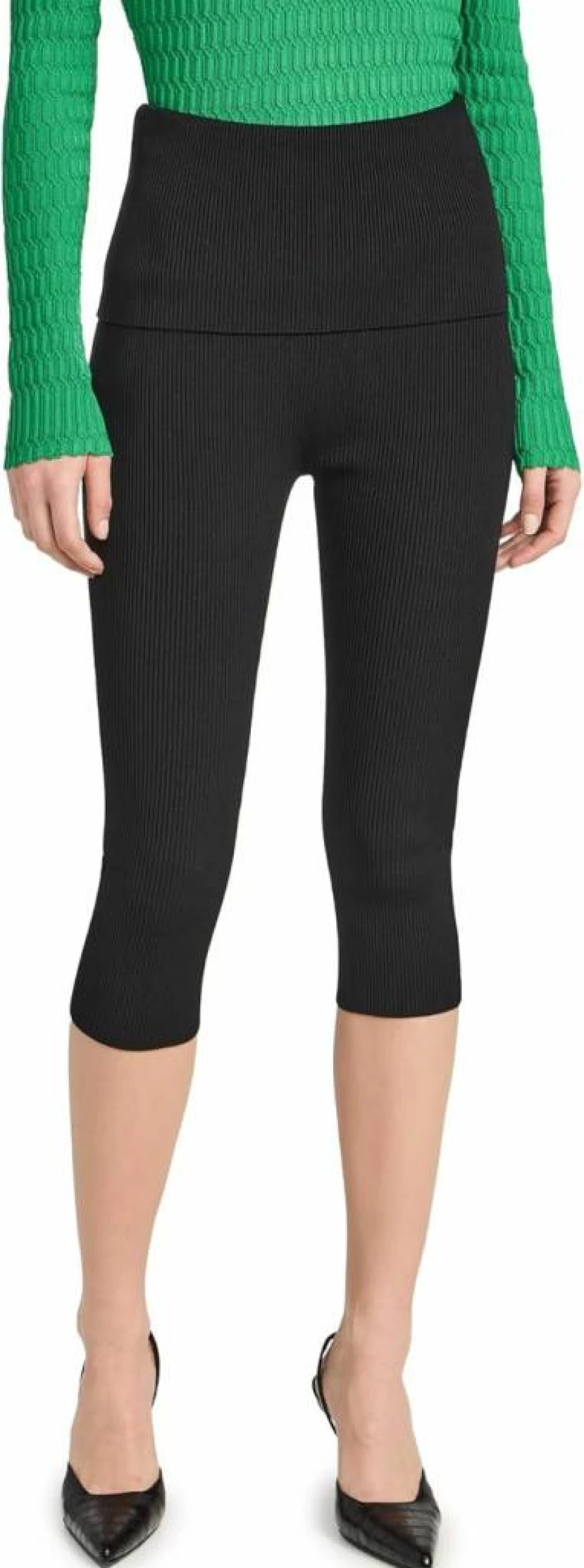 3.1 Phillip Lim Women's Slim-Fit Ribbed Capri Pants - Stretchable High-Waisted Ankle-Length Trousers