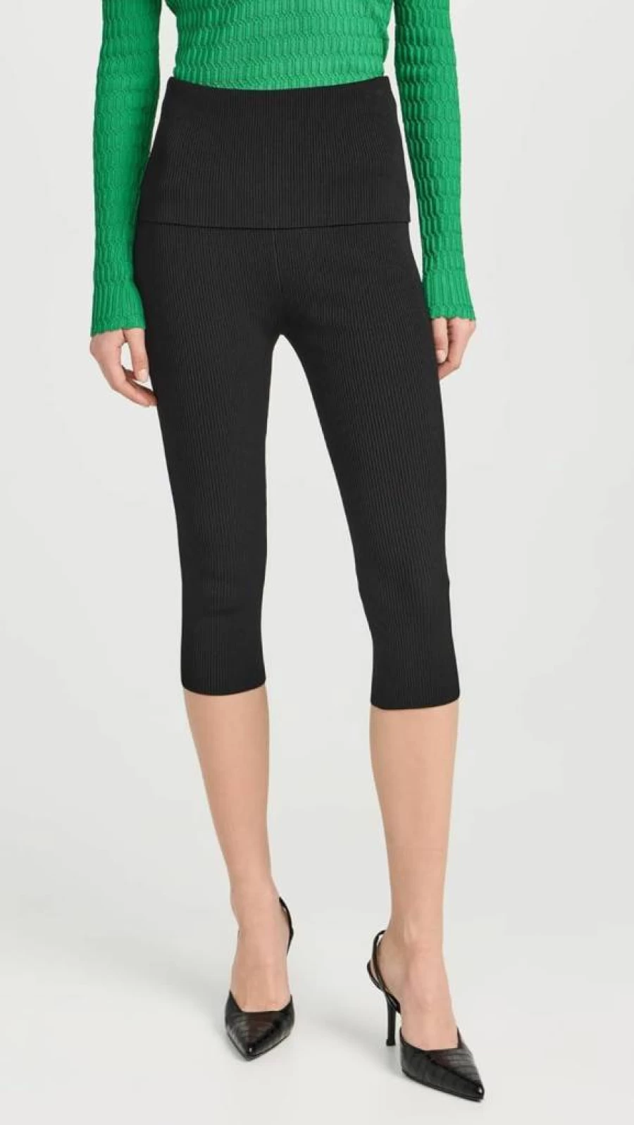 3.1 Phillip Lim Women's Slim-Fit Ribbed Capri Pants - Stretchable High-Waisted Ankle-Length Trousers