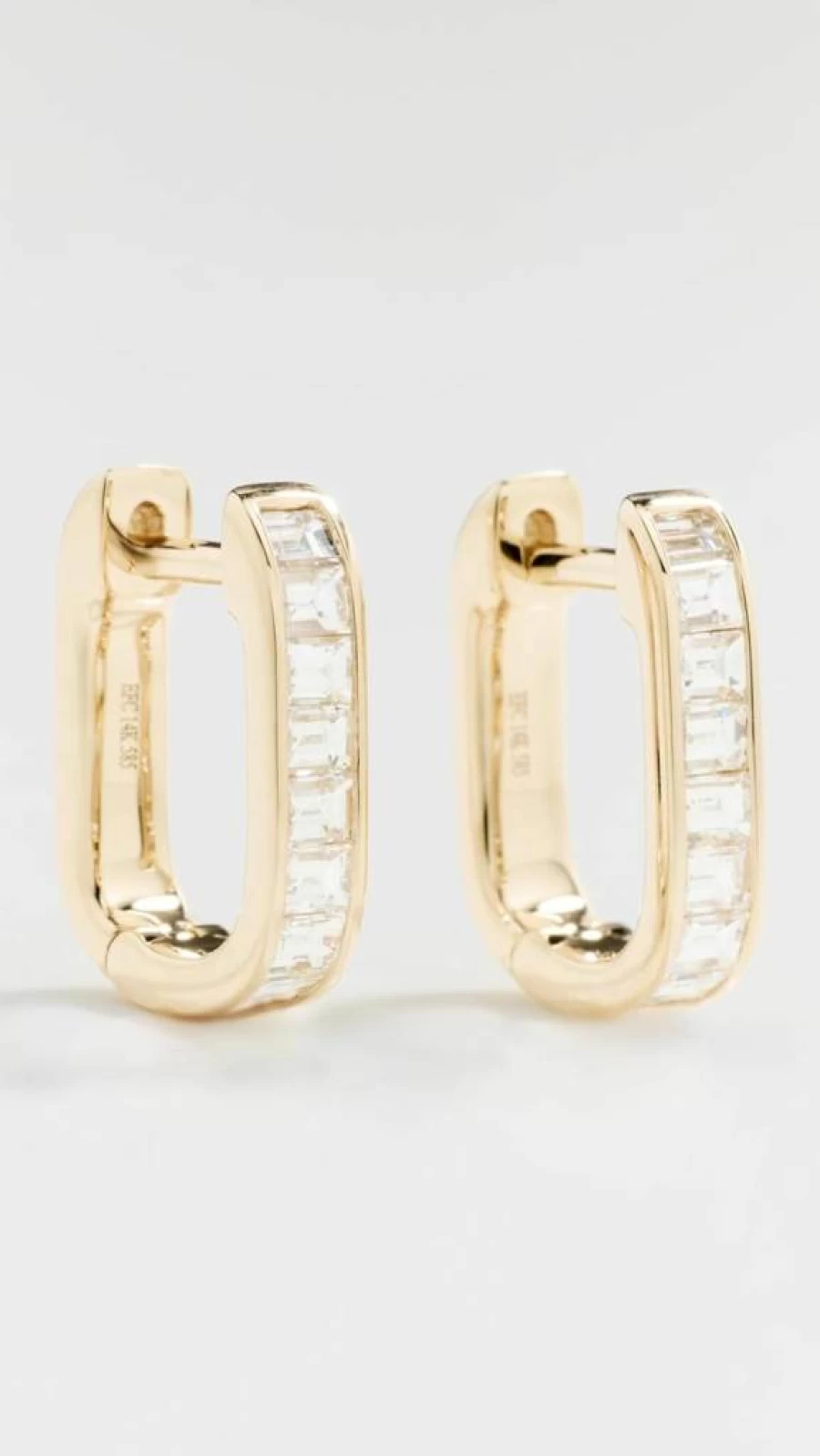 EF Collection 14K Gold Baguette Jumbo Lola Huggie Hoop Earrings for Women