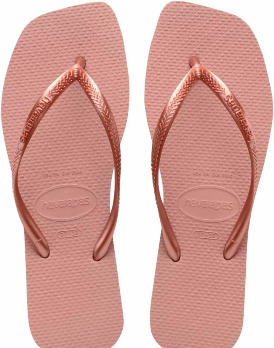 Havaianas Women's Slim Flip Flops - Classic Square Toe Sandals for Women