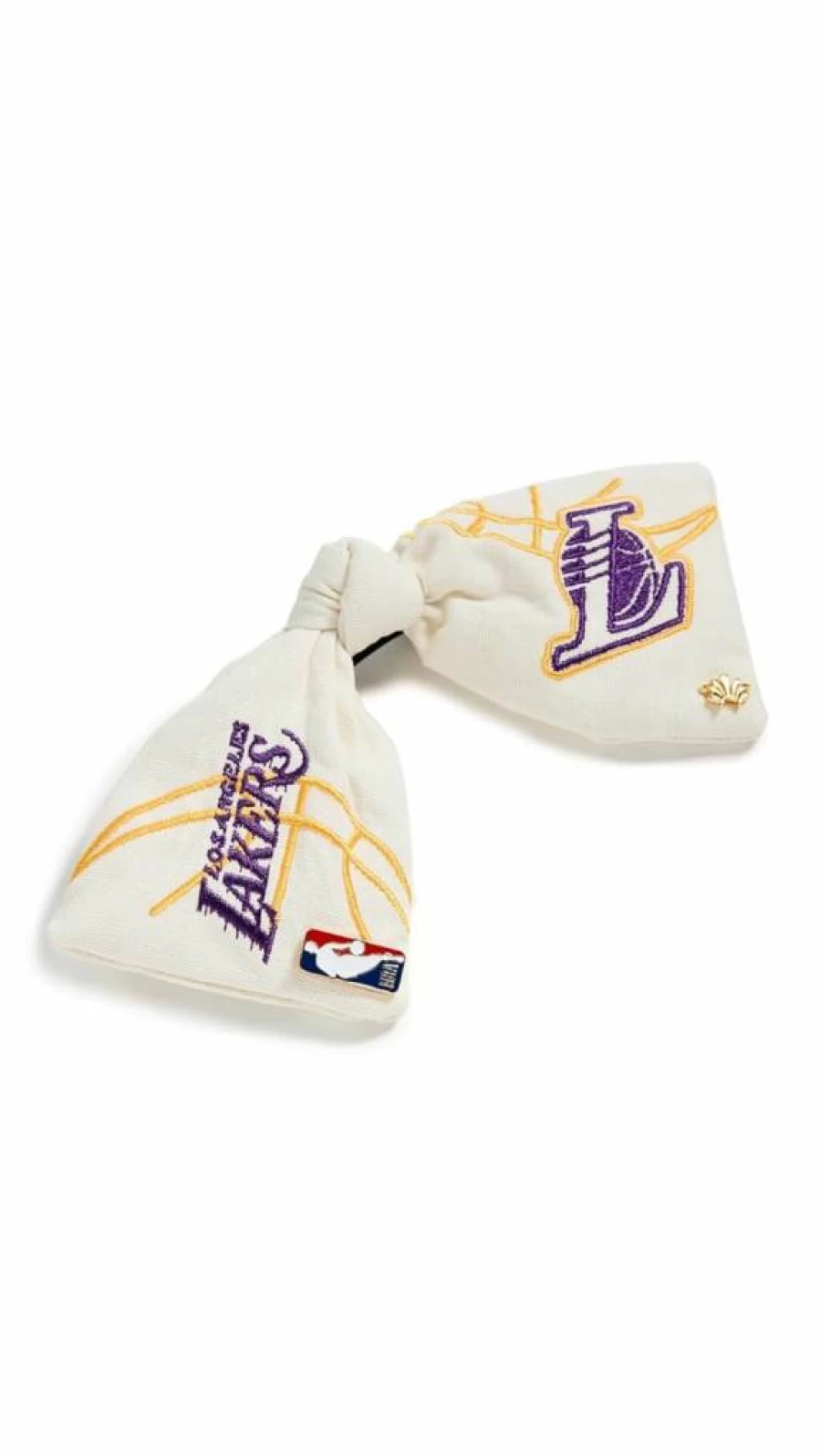 Lele Sadoughi Women's Embroidered Bow Headband - Ivory Off White, Lakers Collaboration, Fashion Hair Accessory