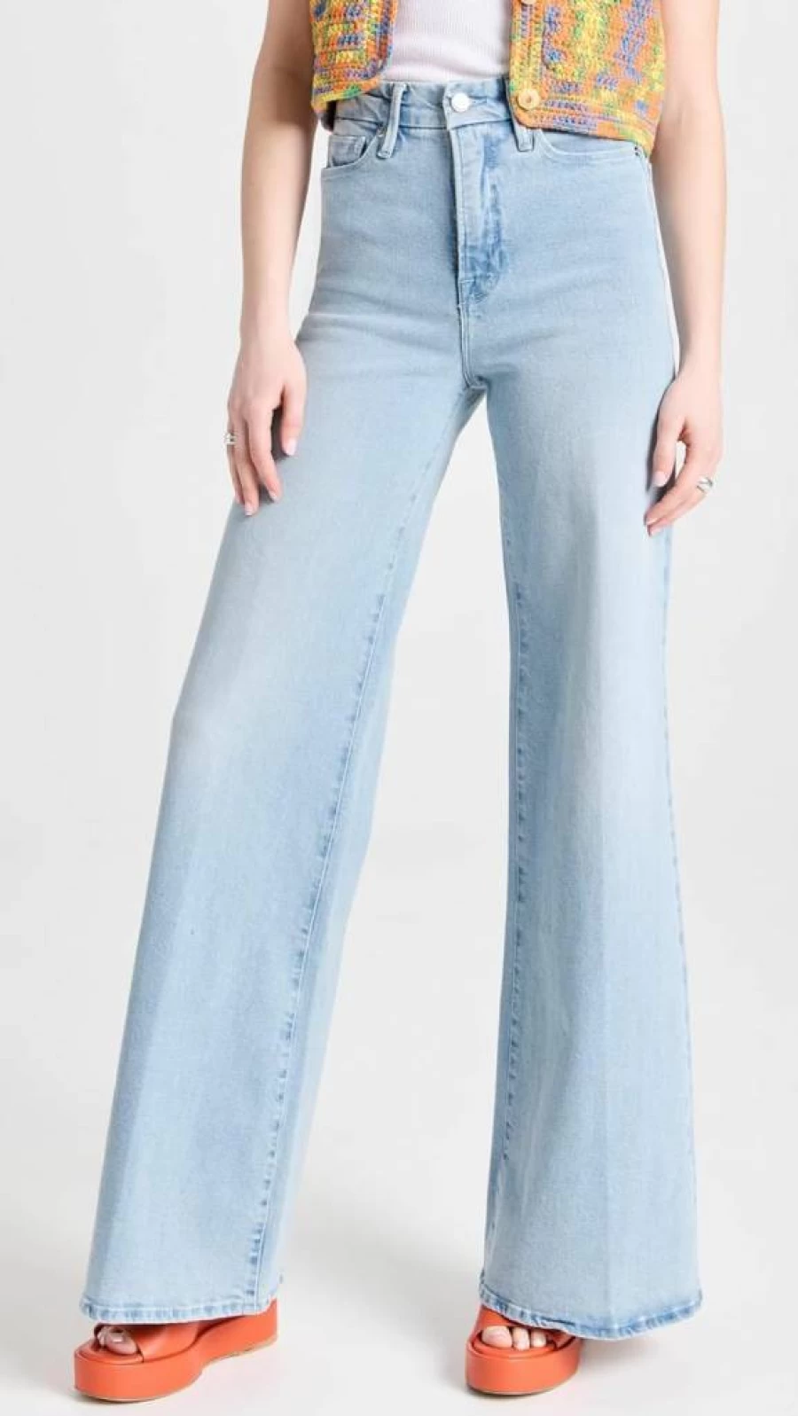 Good American Women's High-Waisted Palazzo Jeans - Stretch Comfort & Trendy Wide-Leg Fit