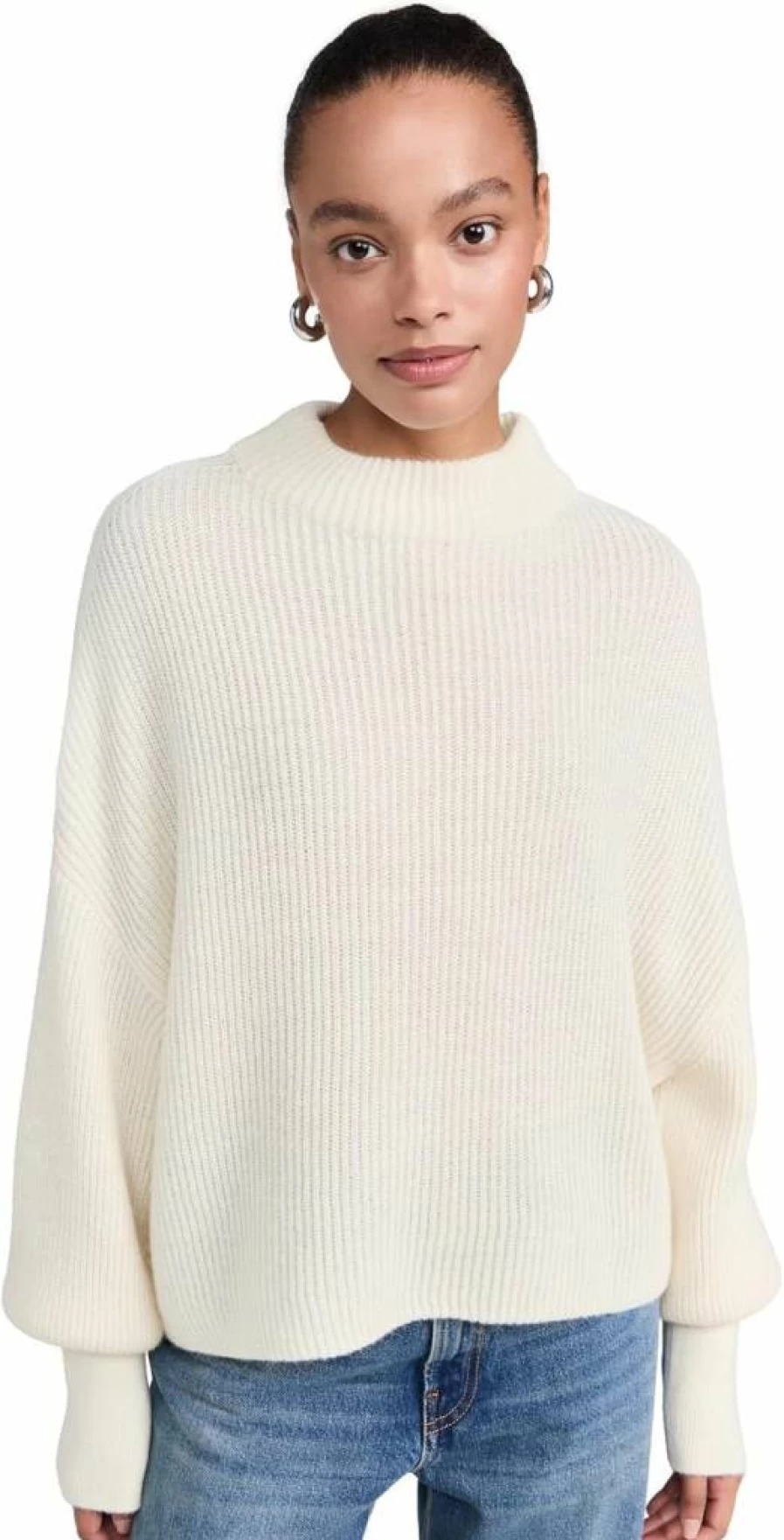 Closed Women's Cropped Funnel Neck Sweater - Soft Knit Pullover Top