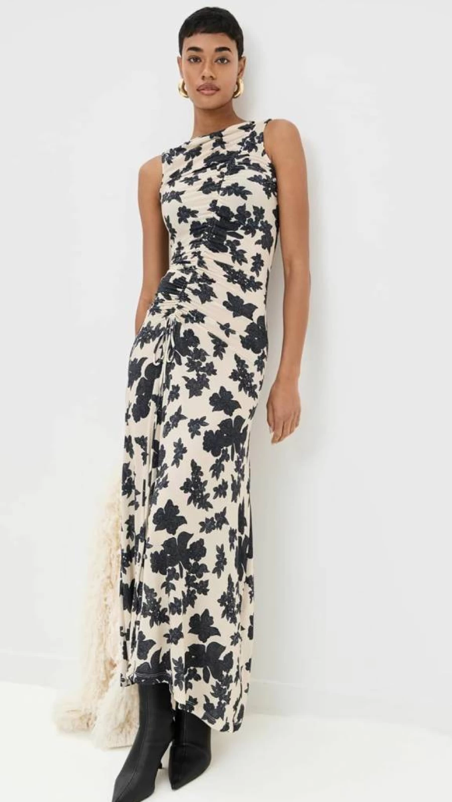 Ulla Johnson Women's Natalia Dress: Floral Printed Maxi Dress with V-Neck and Long Sleeves