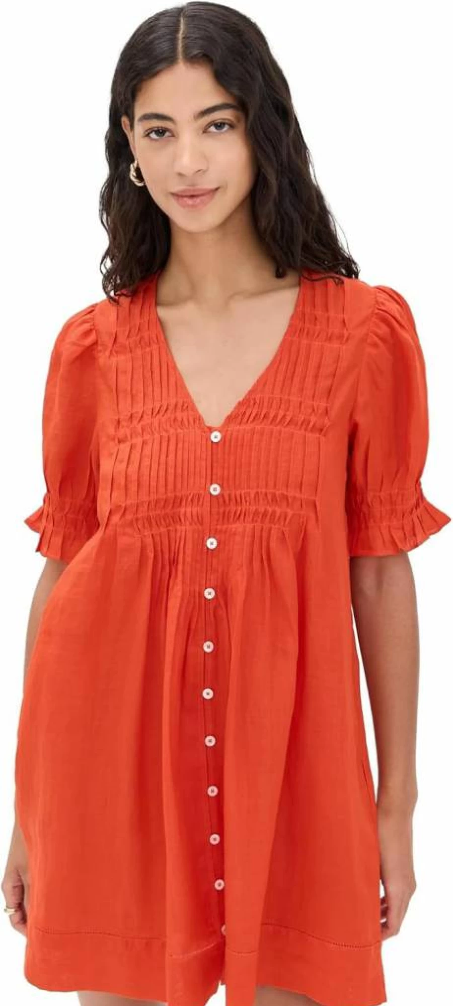 Sea Women's Zora Solid Color Button-Down Shirt Dress