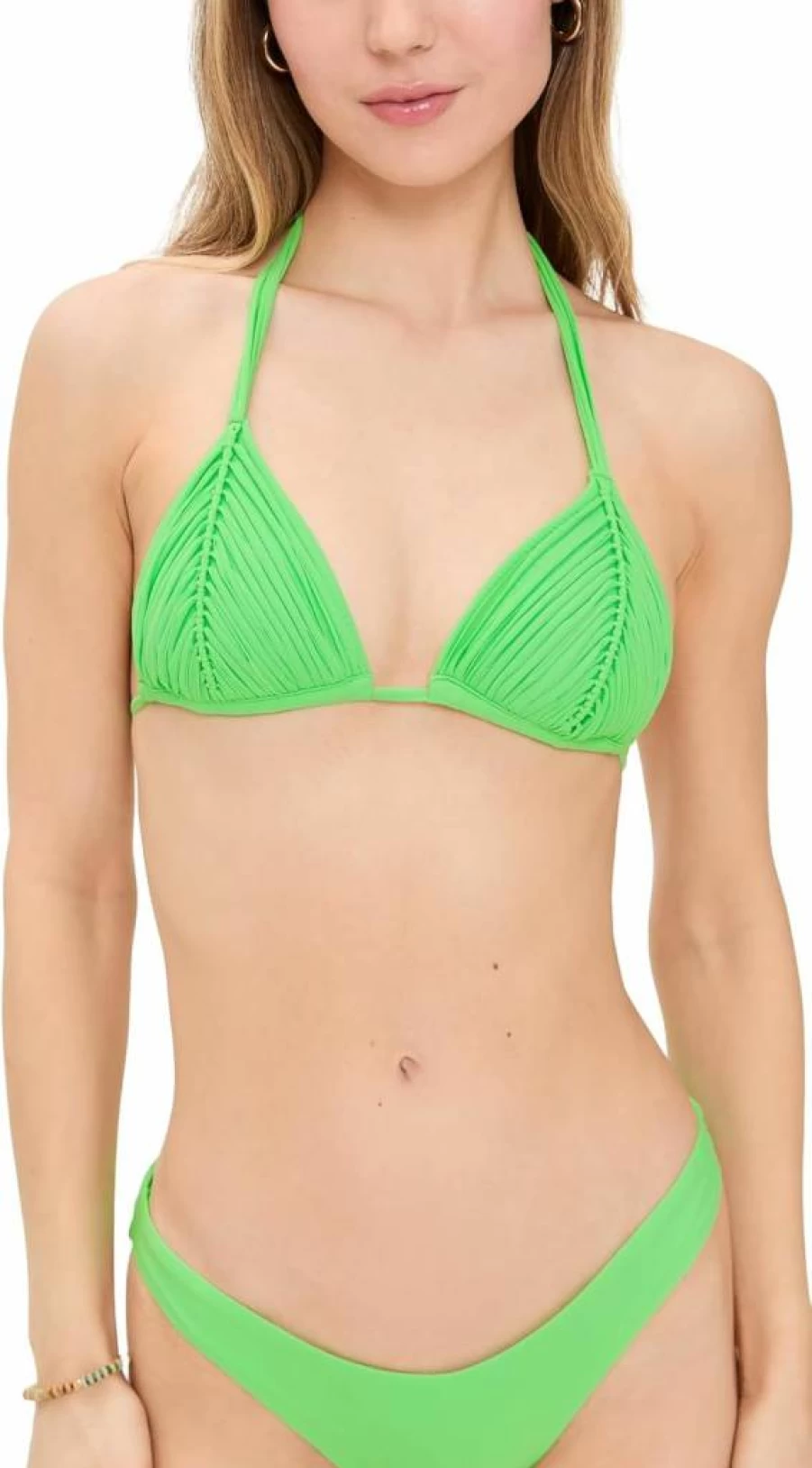 PQ Swim Women's Isla Triangle Bikini Top - Adjustable Back Tie, Removable Padded Cups, Sexy Swimwear for Women