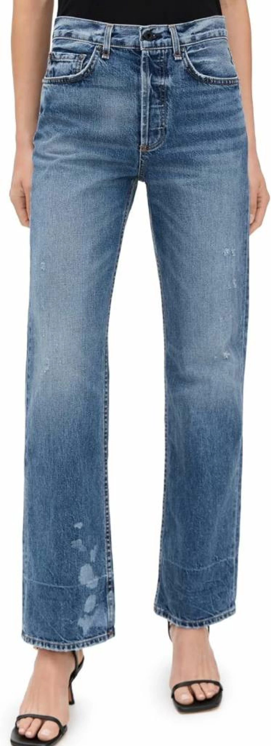 ASKK NY Women's High-Waisted Rosebowl Embroidered Jeans - Vintage Denim Pants for Women