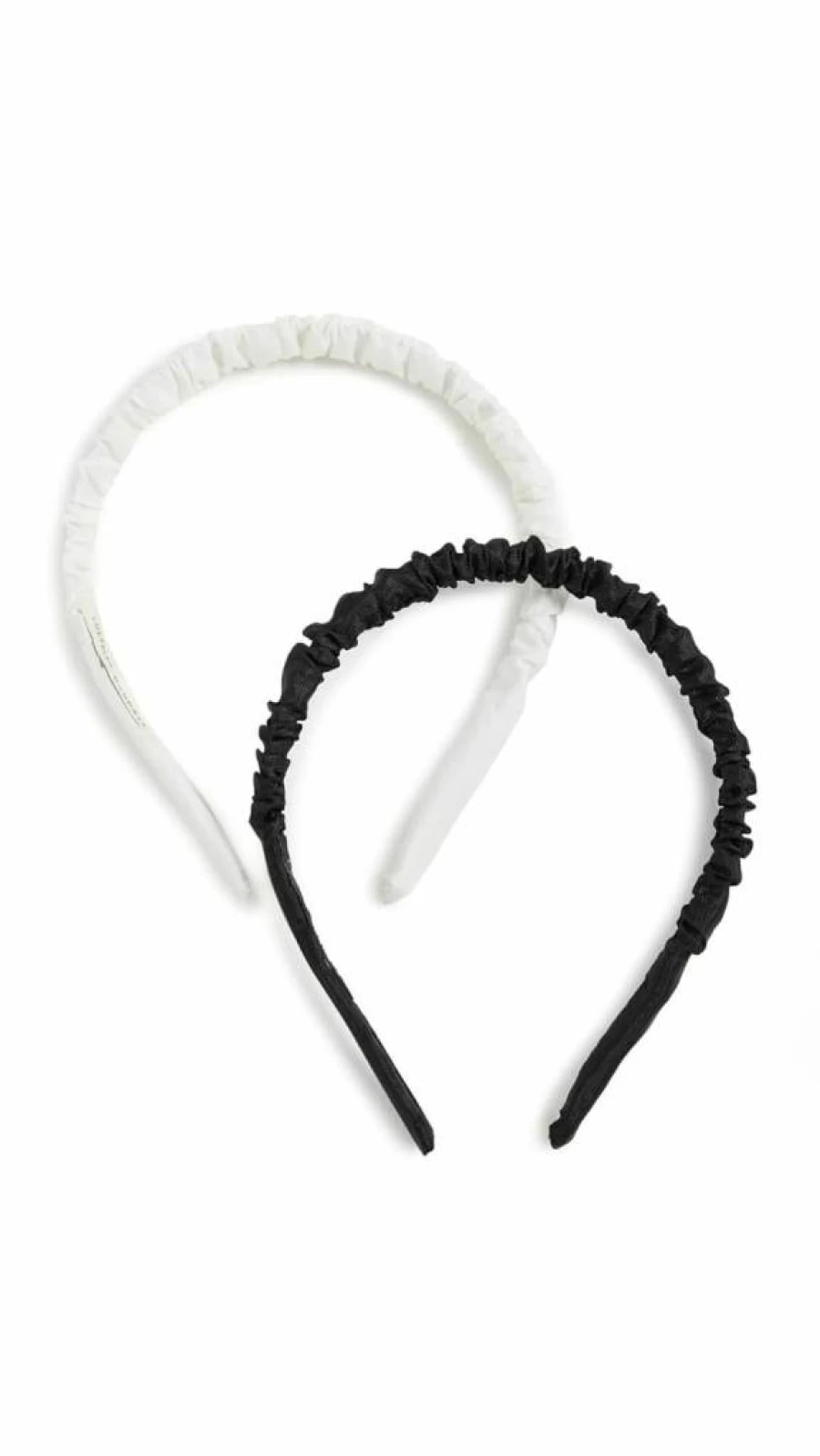 Loeffler Randall Sabine Women's Headband Set - 2-Pack Black & Cream Moire Scrunch Hair Accessories