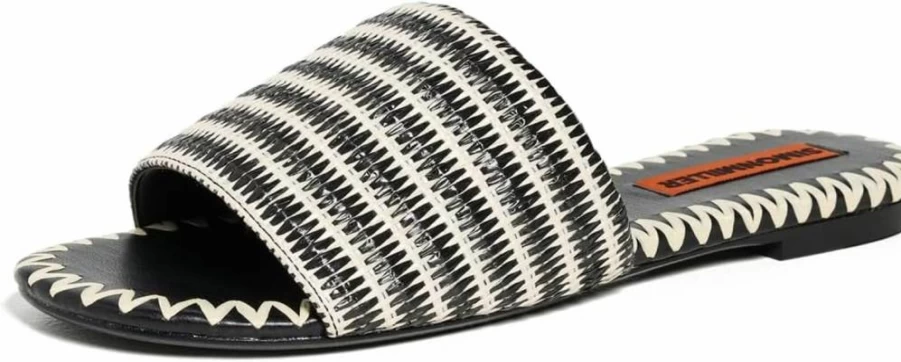 SIMON MILLER USA Women's Salerno Striped Raffia Sandals | Summer Casual Footwear