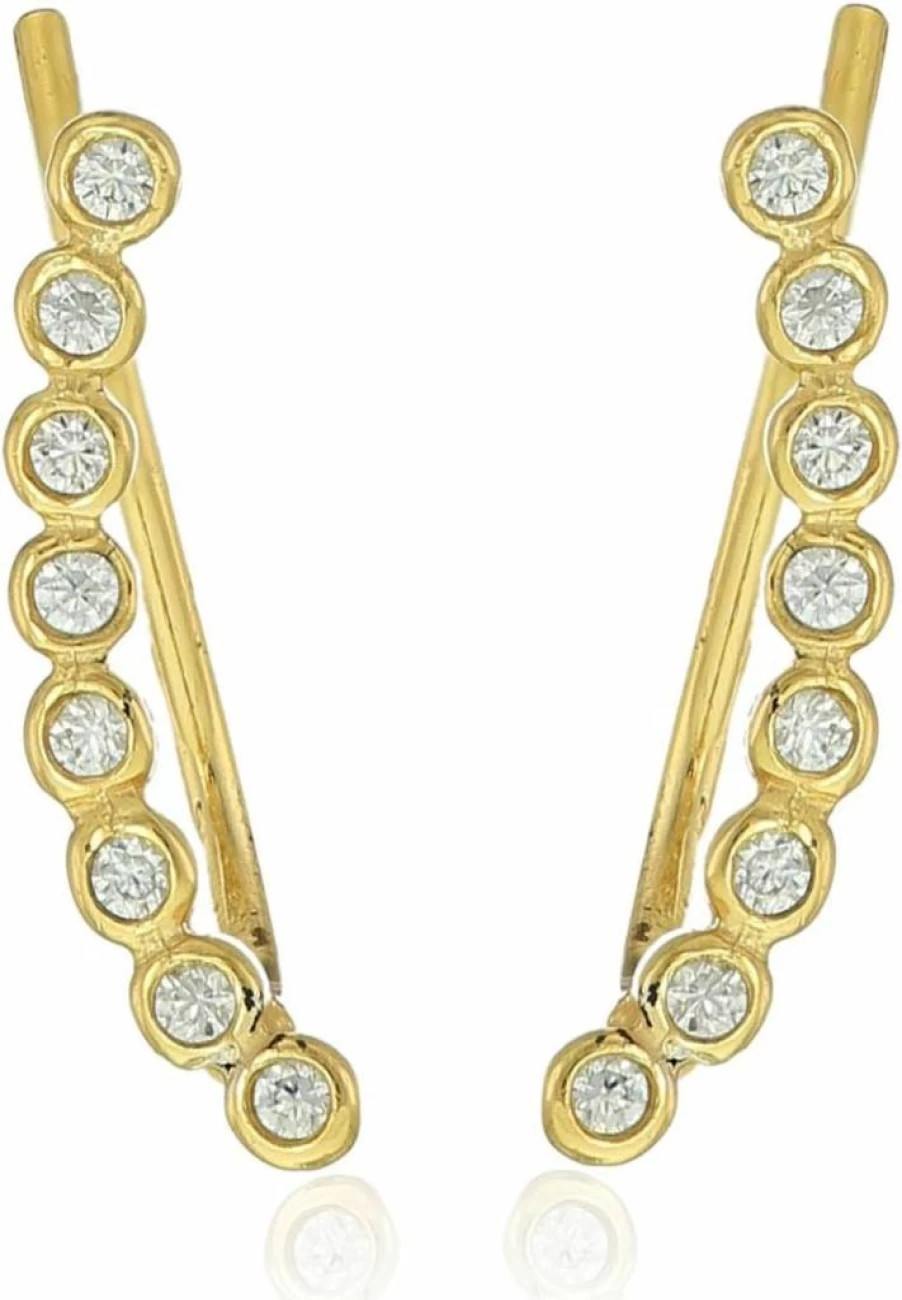 SHASHI Women's Noa Ear Climber Earrings in Clear Crystal and Gold Tone, One Size Fashion Jewelry