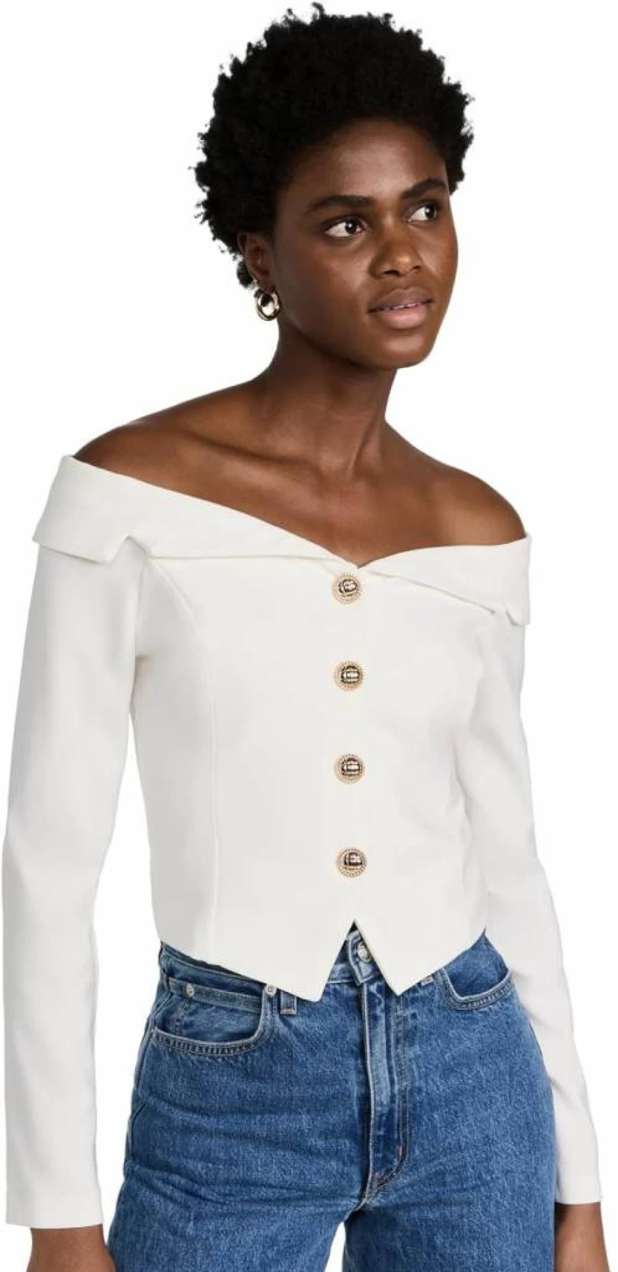 Endless Rose Women's Stretch Off-Shoulder Blazer Top - Elegant Sleeveless Jacket for Women