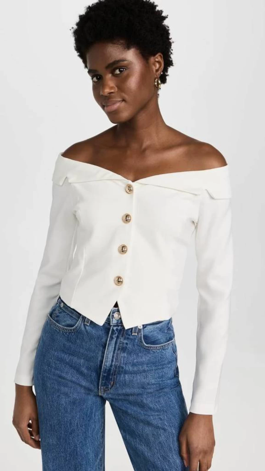 Endless Rose Women's Stretch Off-Shoulder Blazer Top - Elegant Sleeveless Jacket for Women