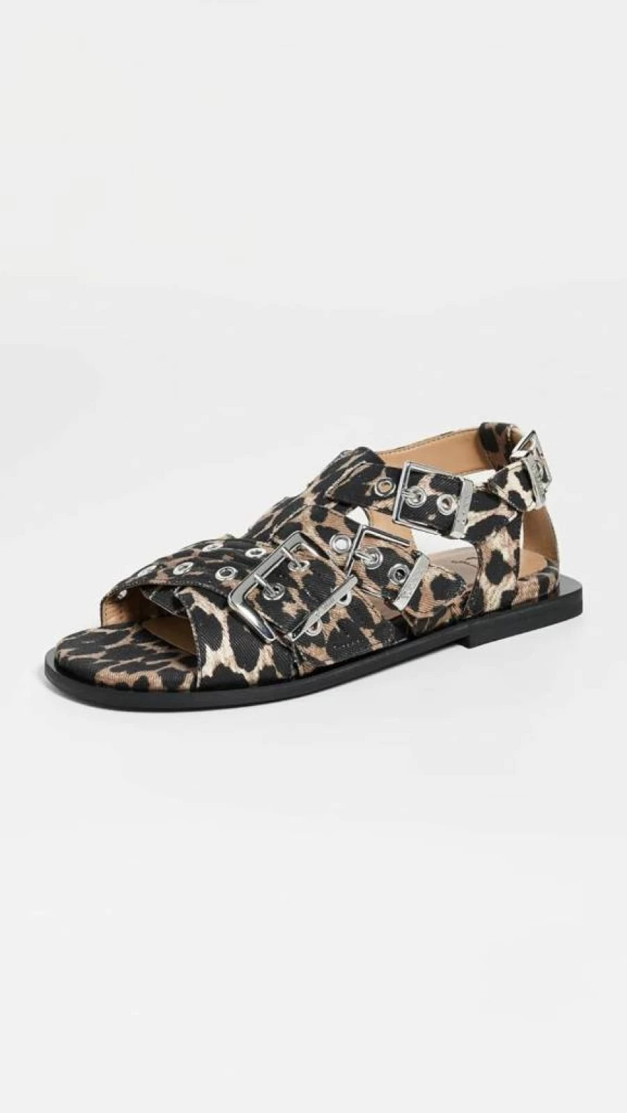 Ganni Women's Leather Buckle Strap Flat Sandals - Comfortable Casual Slip-On Footwear