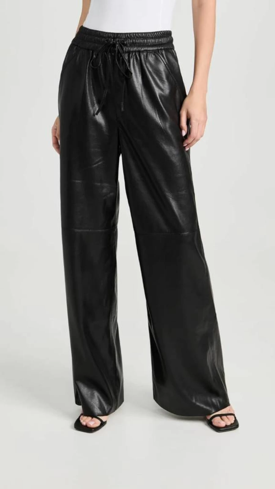 Good American Women's Genuine Leather Wide Leg Pants - Stylish & Comfortable High-Waisted Trousers