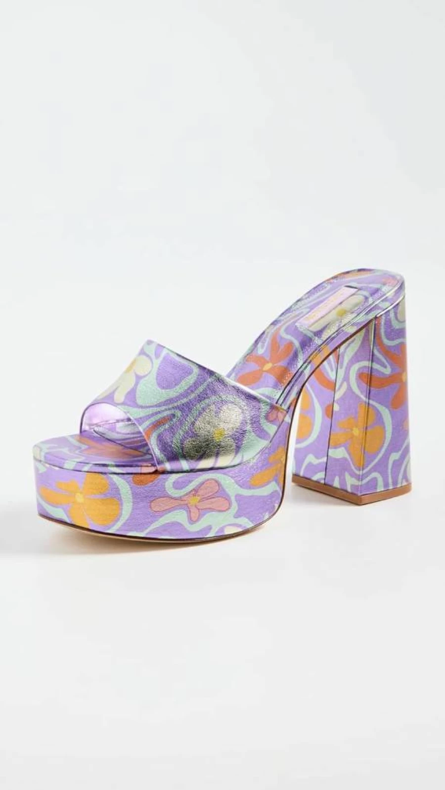 Larroude Women's Dolly Mules - Lilac & Purple Printed Slide-On Shoes - US Size 11 Medium