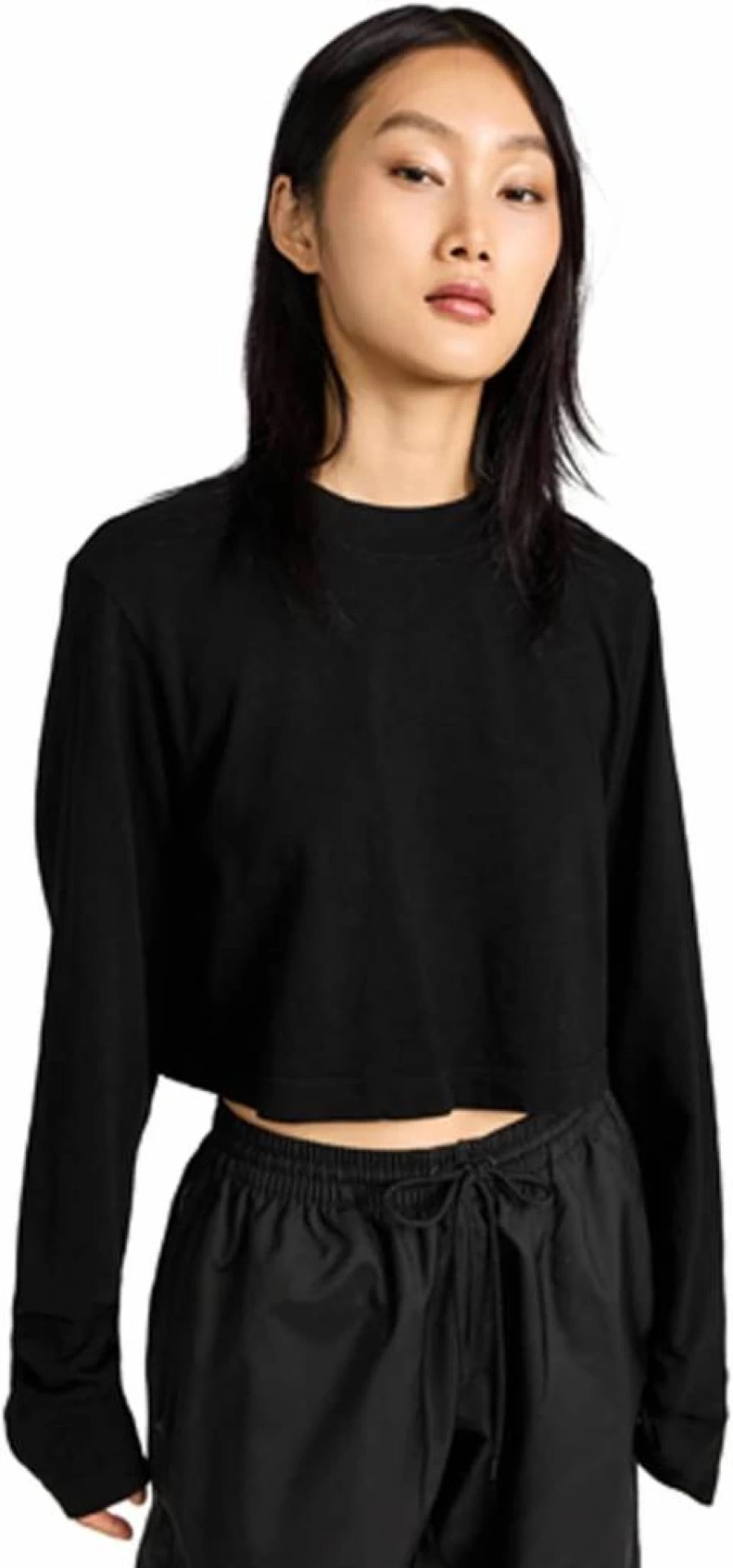 Cotton Citizen Women's Tokyo Crop Top Long Sleeve T-Shirt Casual Streetwear Tee