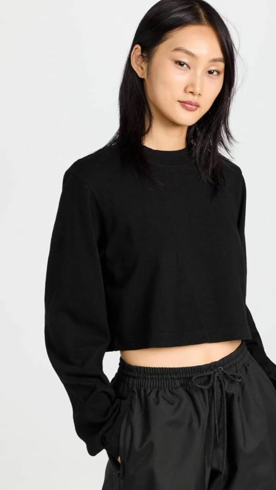 Cotton Citizen Women's Tokyo Crop Top Long Sleeve T-Shirt Casual Streetwear Tee