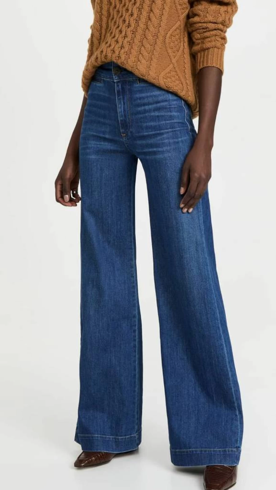 ASKK NY Women's High-Rise Wide Leg Jeans - Trendy Stretch Denim Pants for Casual Comfort