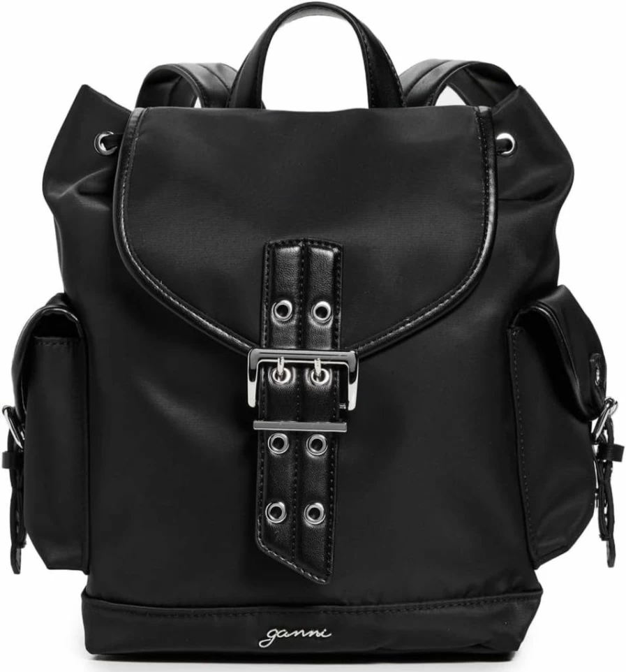 Ganni Women's Small Black Bucky Backpack - Stylish & Compact One Size Daypack