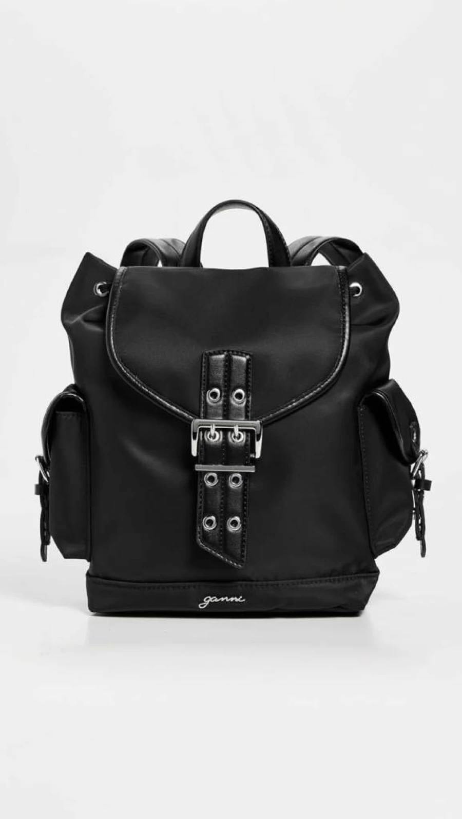 Ganni Women's Small Black Bucky Backpack - Stylish & Compact One Size Daypack