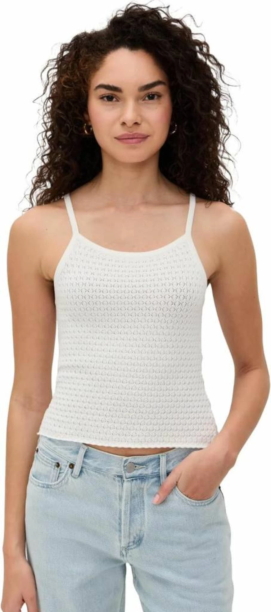 Joe's Jeans Women's Pointelle Everyday Tank Top - Soft Stretch Casual Comfort Fit