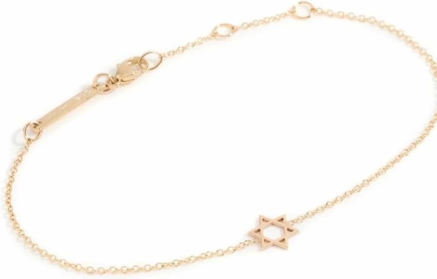 ZOE CHICCO 14K Gold Midi Bitty Star of David Bracelet for Women - Elegant Jewish Jewelry