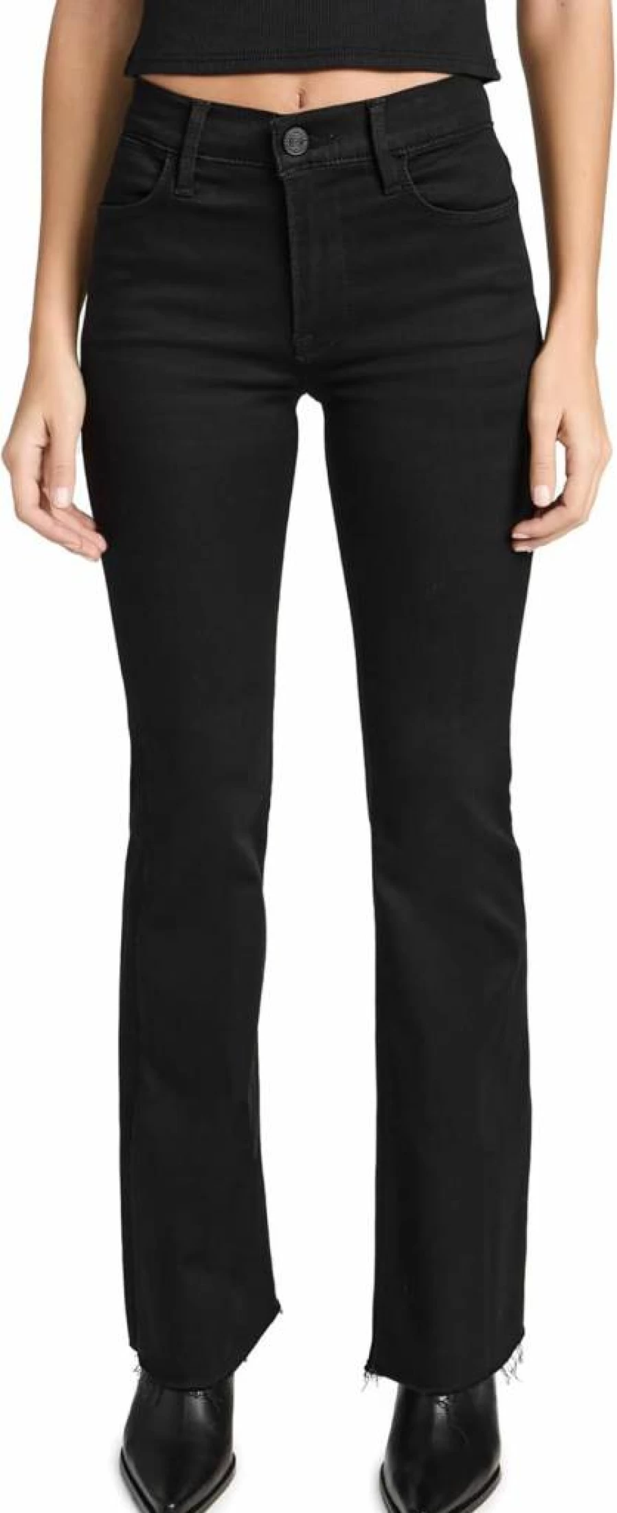 FRAME Women's Le High-Rise Easy Flare Raw Hem Jeans