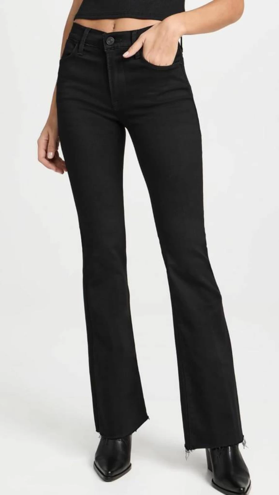 FRAME Women's Le High-Rise Easy Flare Raw Hem Jeans