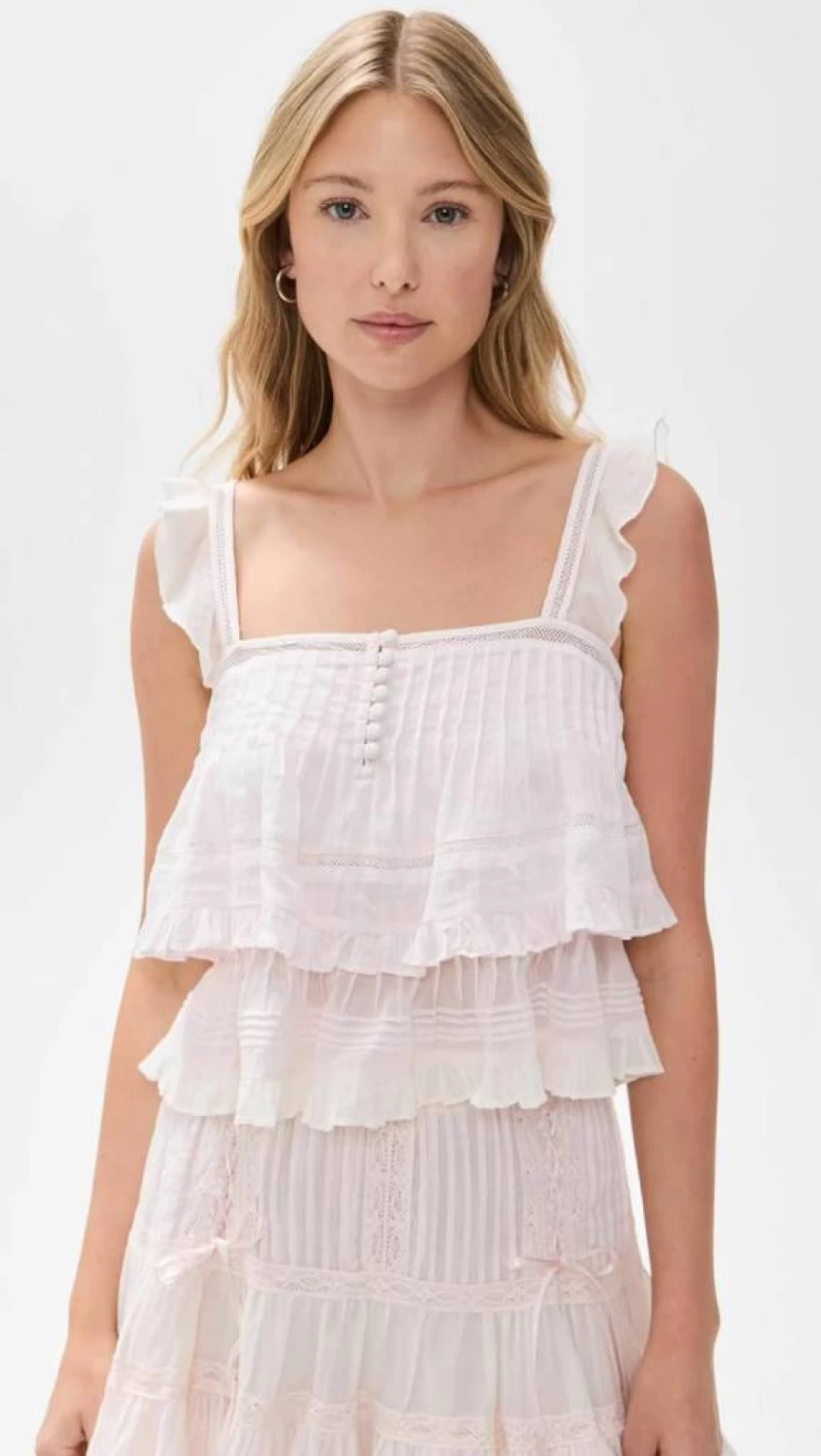 LOVESHACKFANCY Women's Novalee Blouse - Floral Print Boho Chic Tops for Women